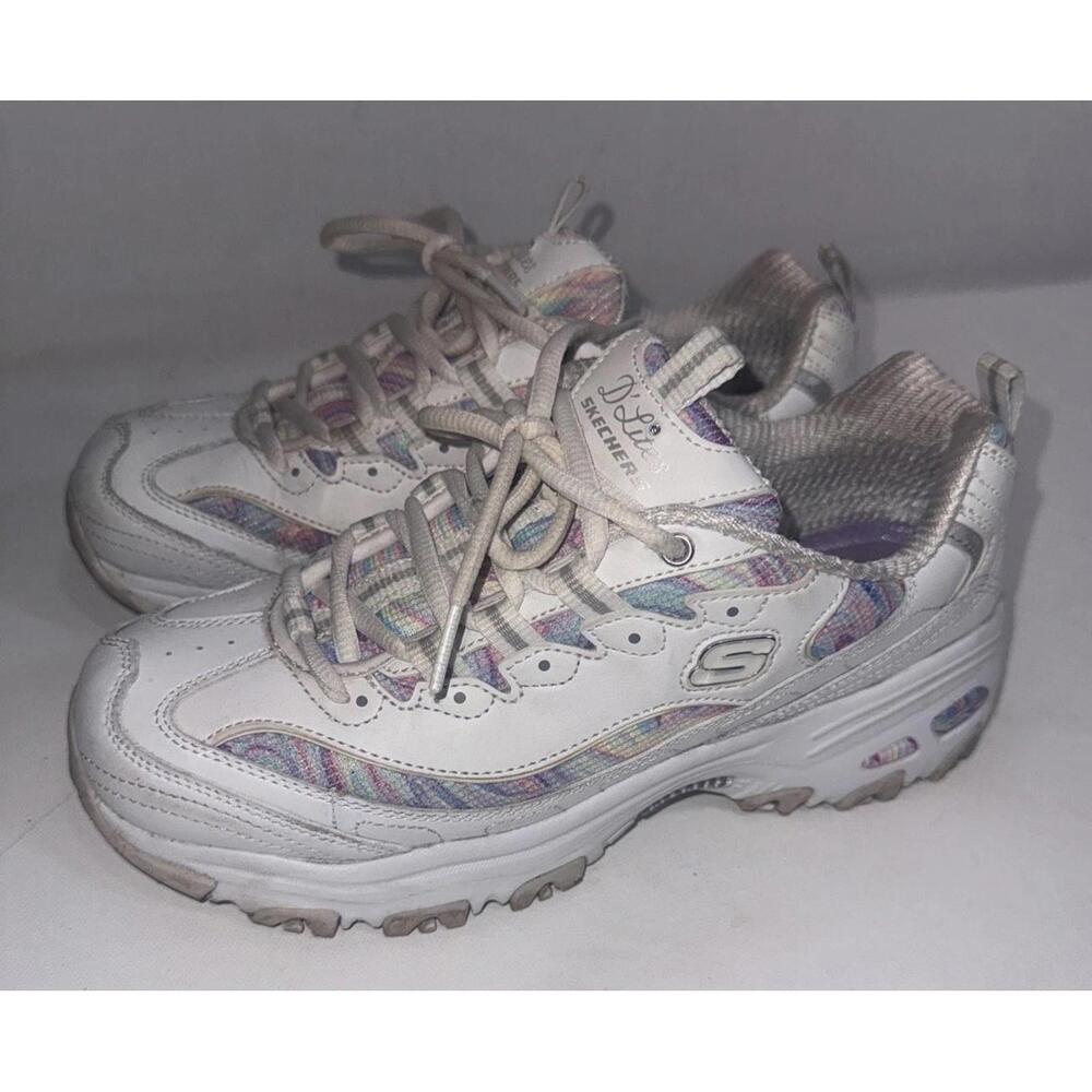 Sketchers D Lites Bloom Sneakers Marble Embroidered Classic Athletic‎ Shoes Sz 8